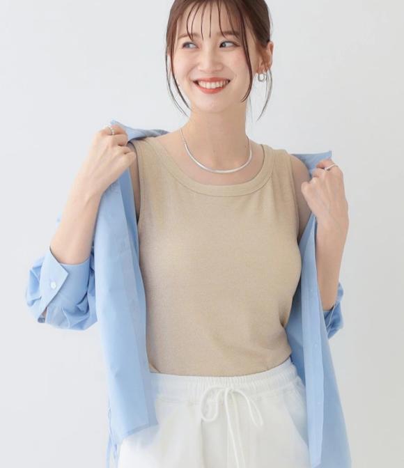 【S-LL】大人ヘルシーなスタイルに ラメタンクトップ