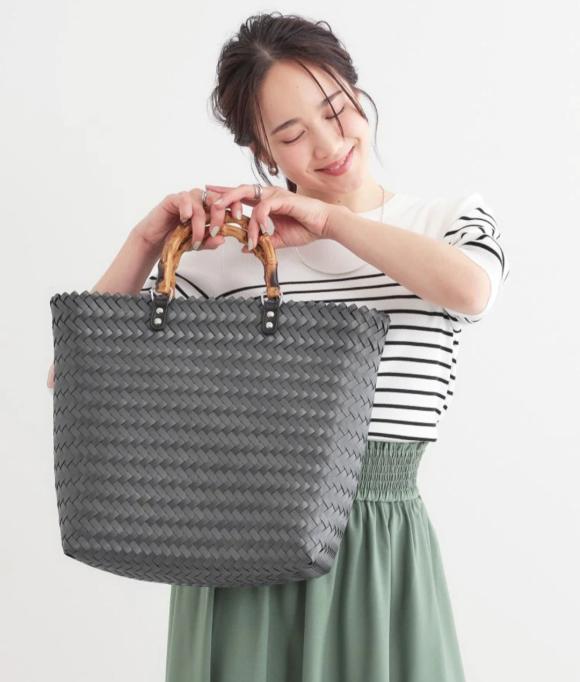雑材風メッシュトートバッグ