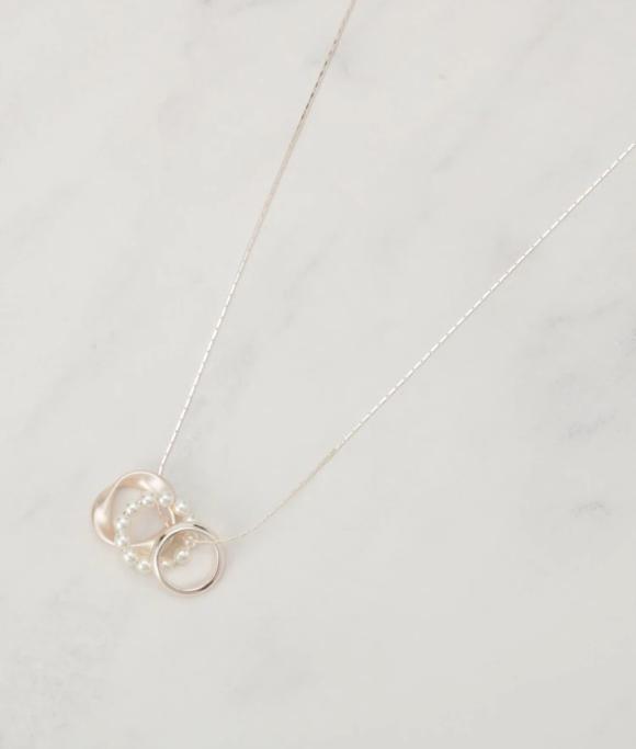 フェイクパールミニリングネックレス