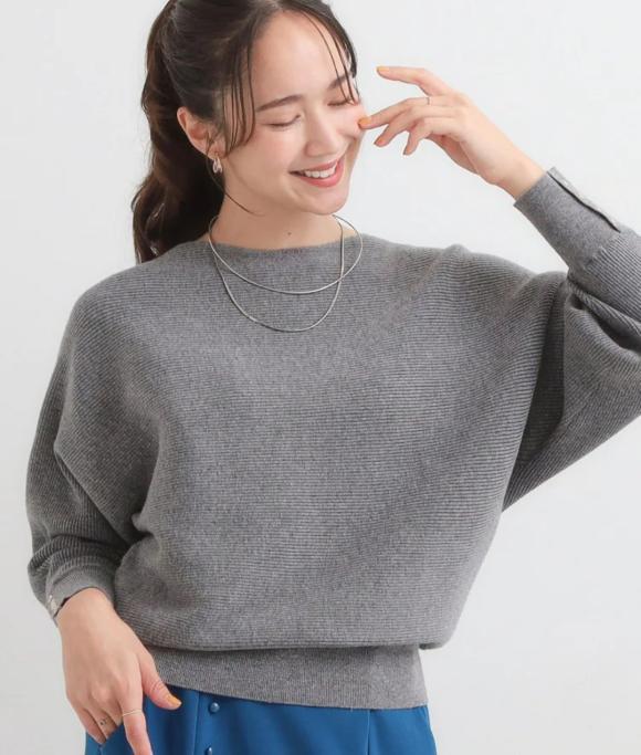 お袖ボタン リブドルマンニット