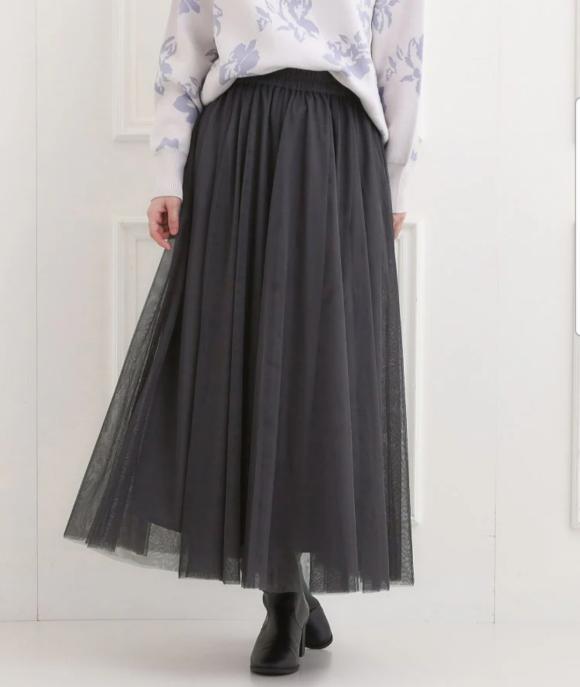 滑らか軽やか シーン問わず着れるチュールギャザースカート