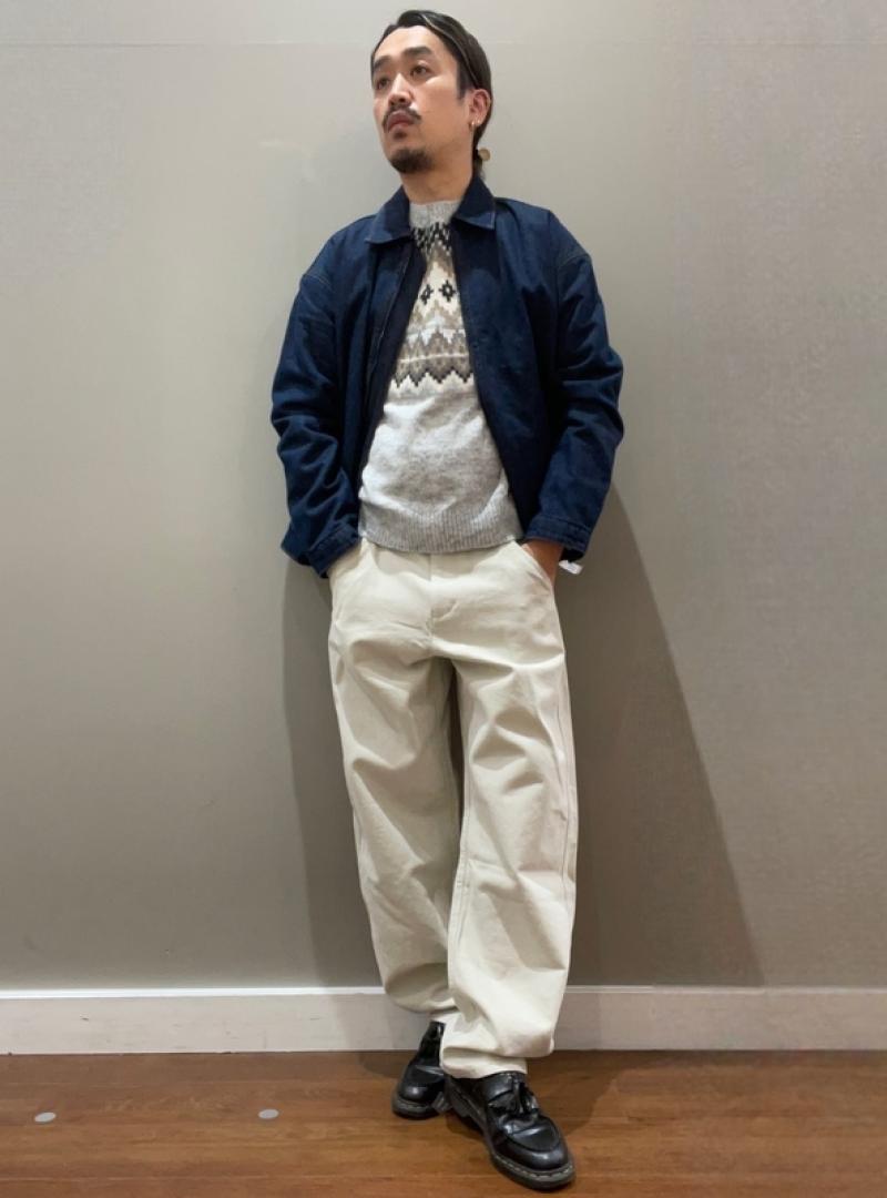 フェアアイルセーター × デニムジャケット