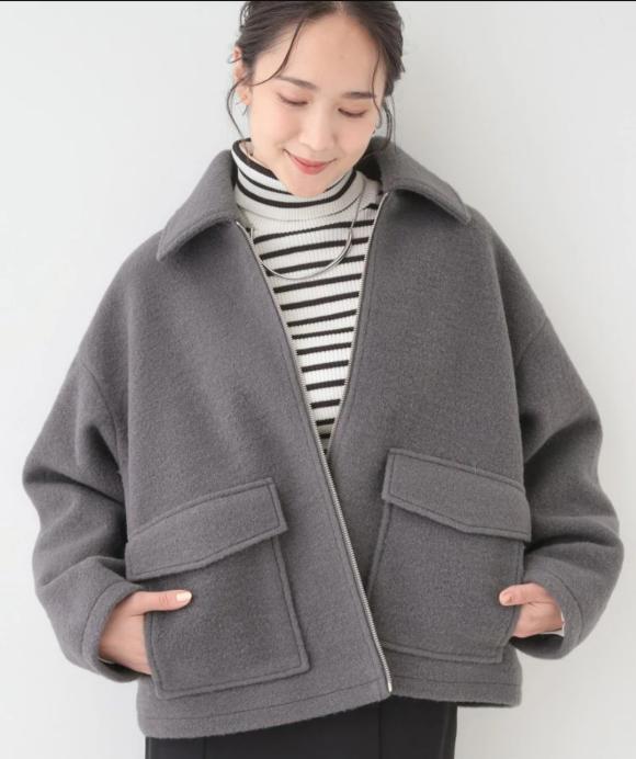 大人カジュアルコーデに 襟付きZIPブルゾン