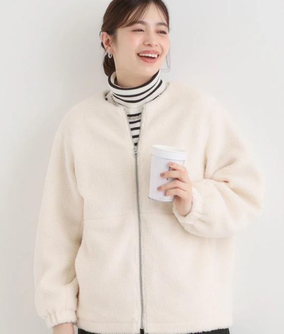 即サマになる ボアノーカラーブルゾン