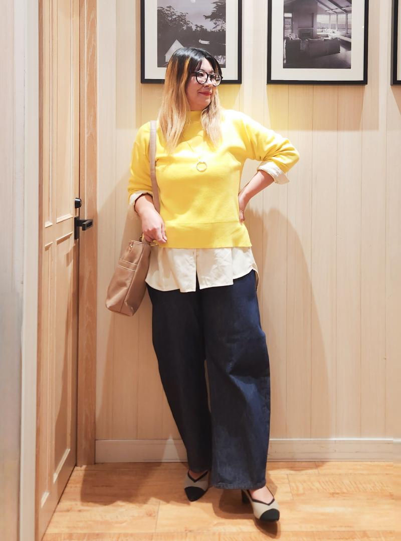 黄色がアイキャッチ☆ レイヤードコーデ